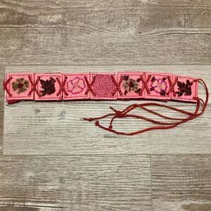 Chan Luu Floral Beaded Belt - Pink